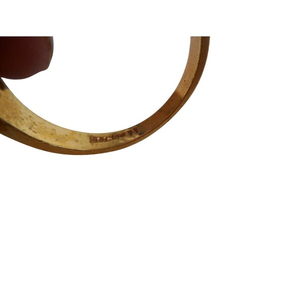 lia sophia CZ and gold tone wide ring signed Sz 7 / 7.5 / 8 - Picture 4 of 6